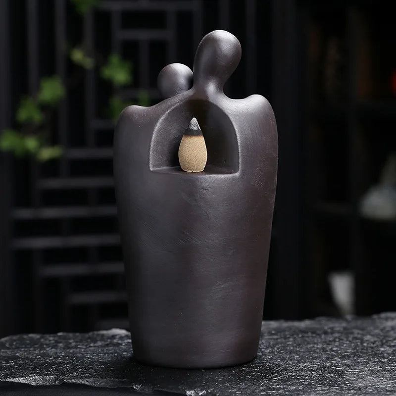 Lover Couple Ceramic Sandalwood Backflow Incense Burner, Home Decor Waterfall Incense Burner Valentine's Day Gift Christmas Gift