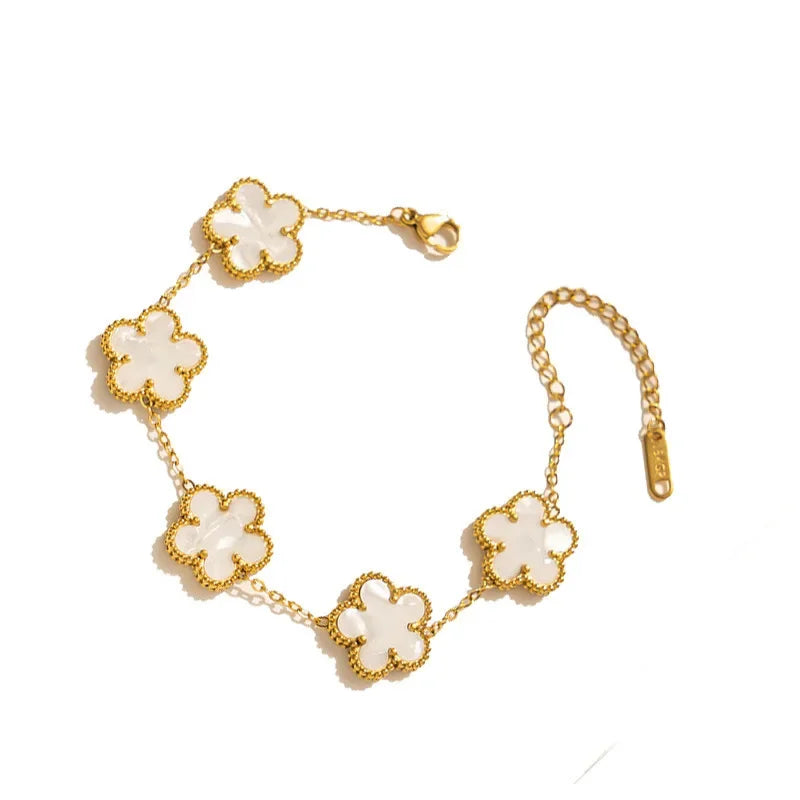 Fashion Four-leaf Clover Jewelry Design Bracelet Stainless Steel 18k Gold-plated Waterproof Bracelet Five-leaf Clover