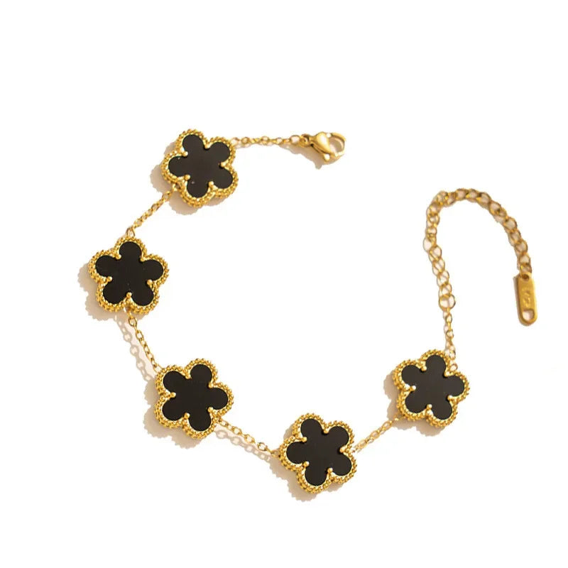 Fashion Four-leaf Clover Jewelry Design Bracelet Stainless Steel 18k Gold-plated Waterproof Bracelet Five-leaf Clover