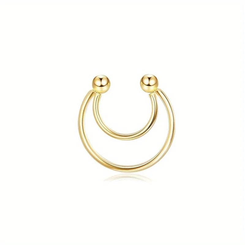 Drperfect Stainless Steel Fake Nose Rings Faux Septum Piercing Clip on Nose Septum Ring Faux Non-Pierced Nose Rings Earrings