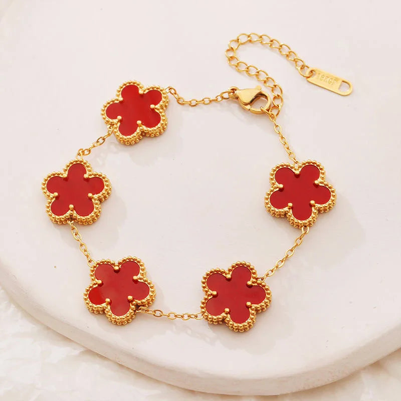 Fashion Four-leaf Clover Jewelry Design Bracelet Stainless Steel 18k Gold-plated Waterproof Bracelet Five-leaf Clover