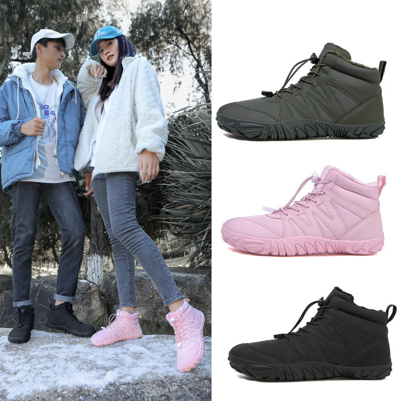 Outdoor Sports Cotton Shoes Men's And Women's Velvet Warm Boots Wear-resistant Non-slip