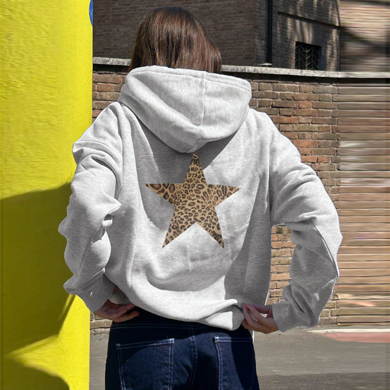 Five-pointed Star Loose Hooded Sweater For Women