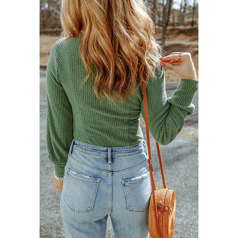 European And American Thin Casual Simple Solid Color Sweater