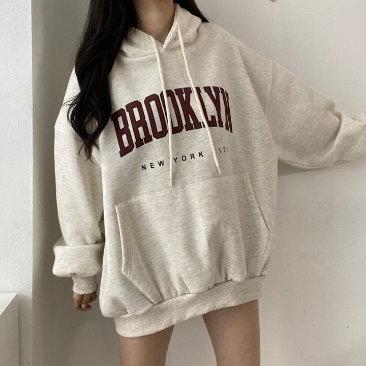 Sweater Women's Mid-length Letter Hooded Loose