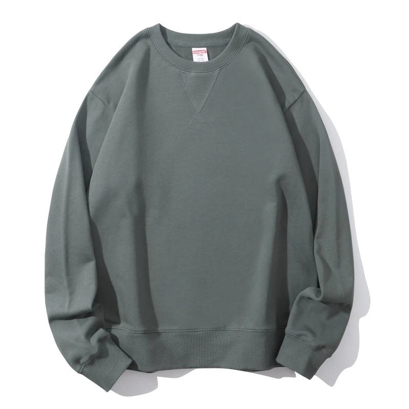 Cotton Heavy Terry Round Neck Men's Sweater Inverted Triangle