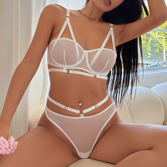 Thin Mesh Sexy Underwear Bra Set