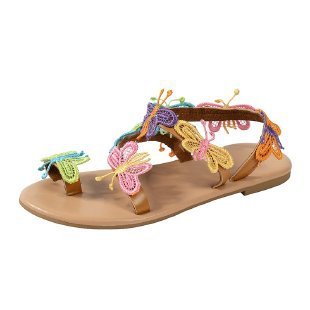 Roman Flat Flower One-word Large Size Shoes