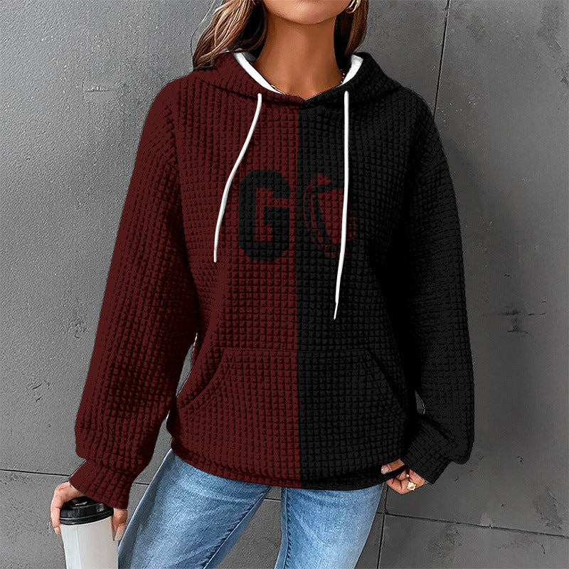 Waffle Sweater Hooded Sweaters Women's Clothing