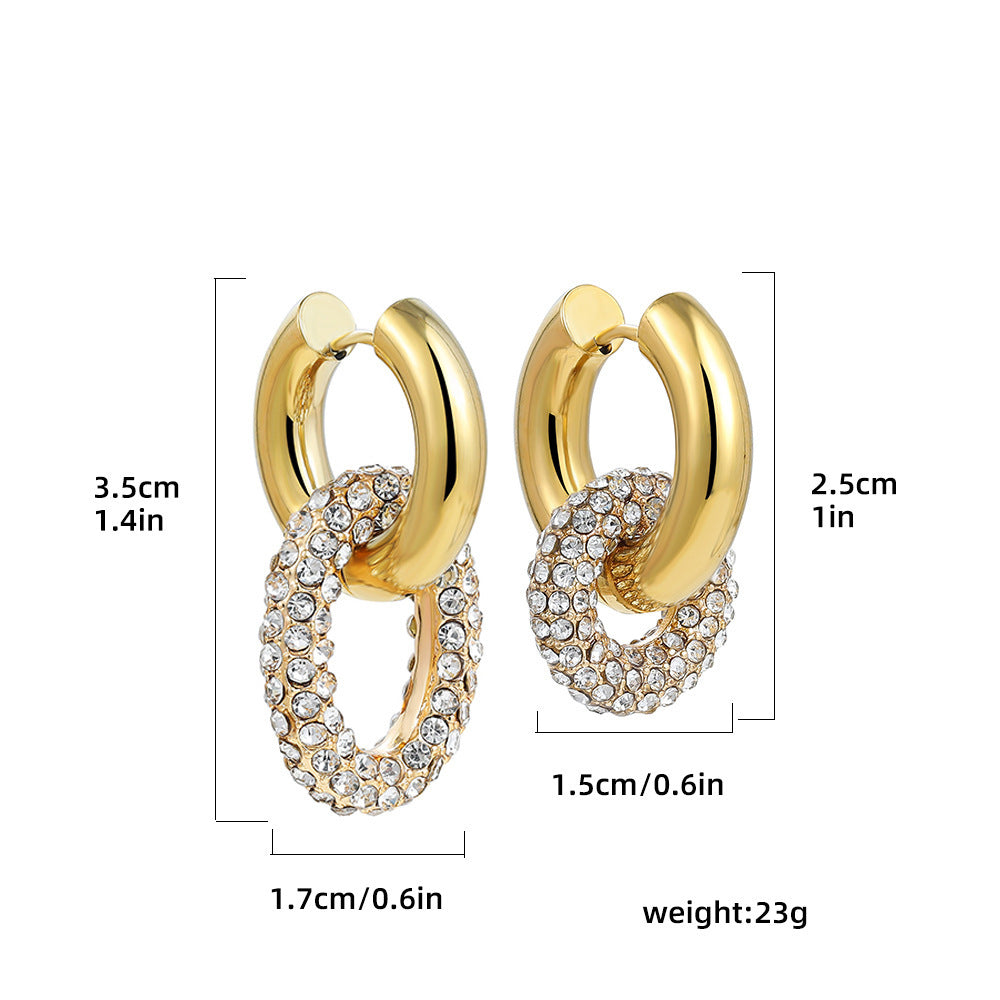 Stainless Steel 18K Gold Plating Twist-knot Earrings With Diamonds