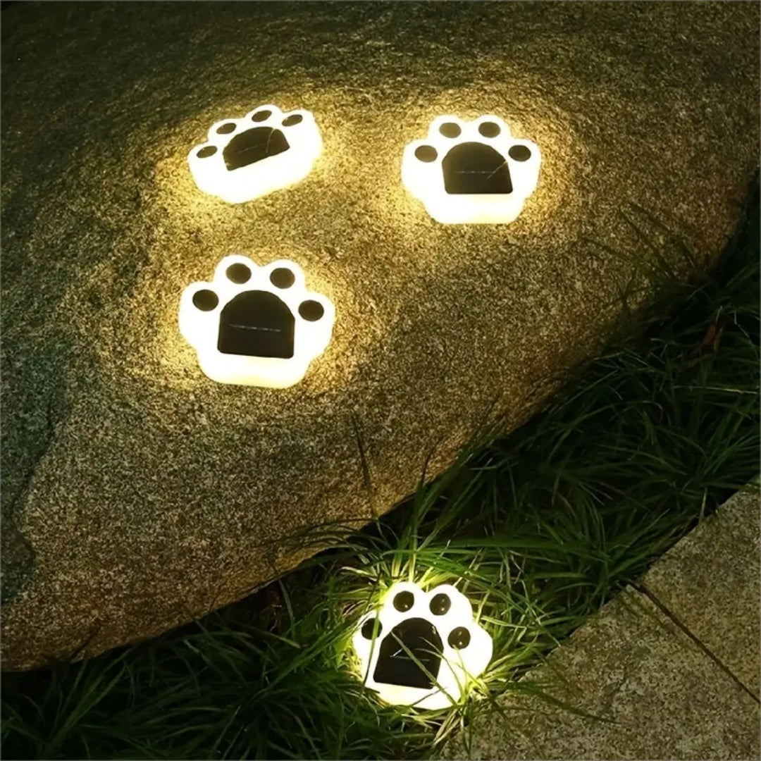 LED Solar Garden Light Outdoor Waterproof Garden Decoration Dog Cat Animal Paw Print Lights Path Lawn Lamp String Paths Light