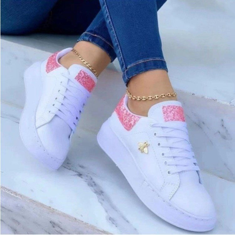 Platform Sneakers Lace-up White Low-top Casual Shoes