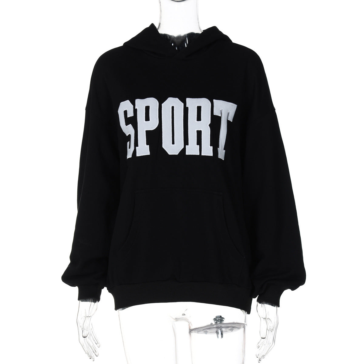 Women's Letter Embroidered Hooded Pullover Fashion Sweater