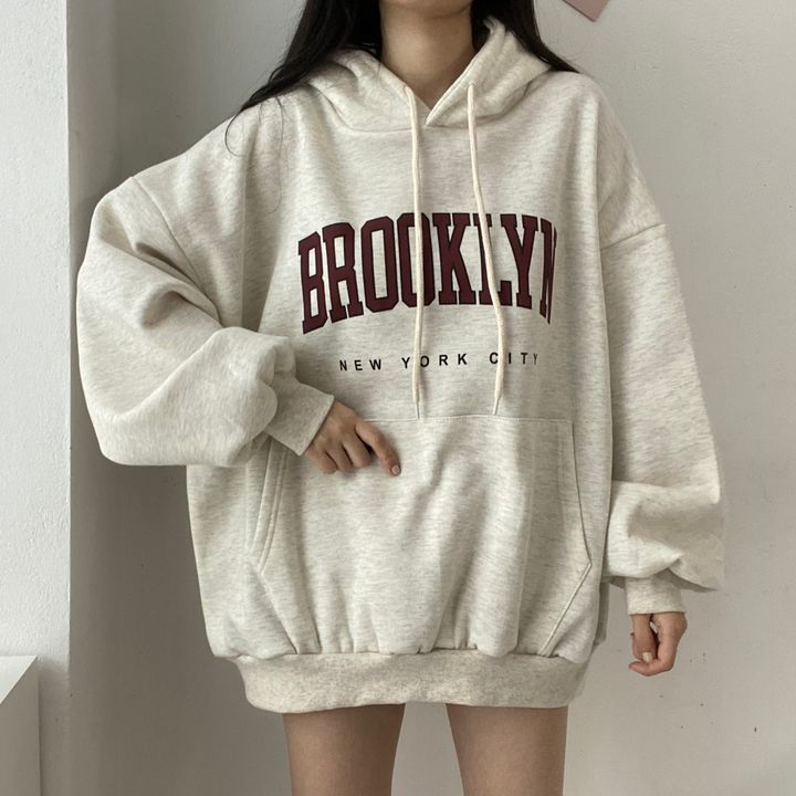 Sweater Women's Mid-length Letter Hooded Loose