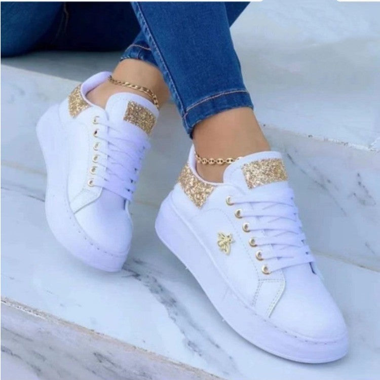 Platform Sneakers Lace-up White Low-top Casual Shoes