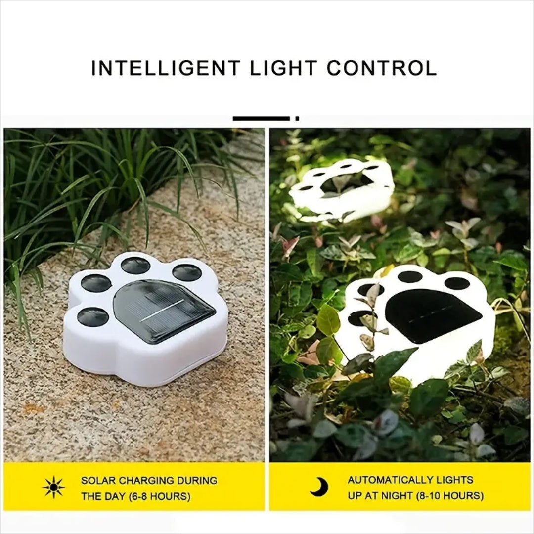 LED Solar Garden Light Outdoor Waterproof Garden Decoration Dog Cat Animal Paw Print Lights Path Lawn Lamp String Paths Light