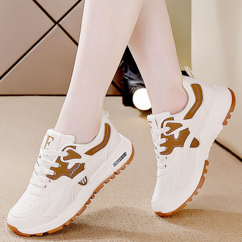 Korean Style All-matching And Lightweight Running Leather Casual Daddy Shoes Women