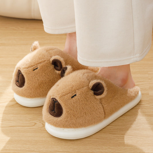 Kapibala Cotton Slippers For Women's Indoor Home, With Thick Soles And Plush Insulation For Warmth