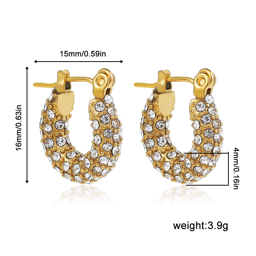 Stainless Steel 18K Gold Plating Twist-knot Earrings With Diamonds