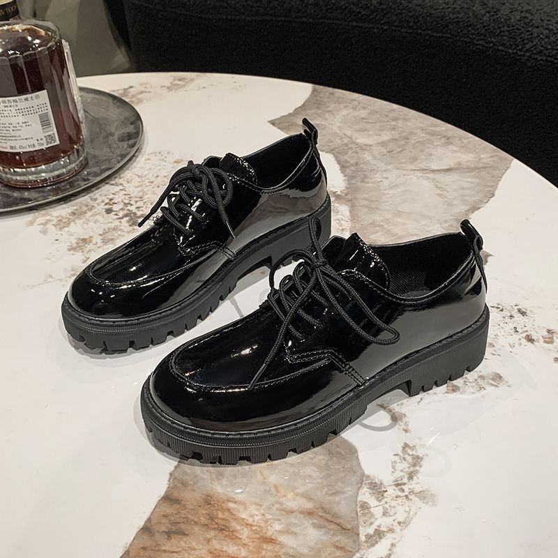 Plus Size Platform Lace-up Loafers Leather Shoes For Women