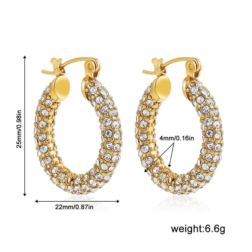 Stainless Steel 18K Gold Plating Twist-knot Earrings With Diamonds